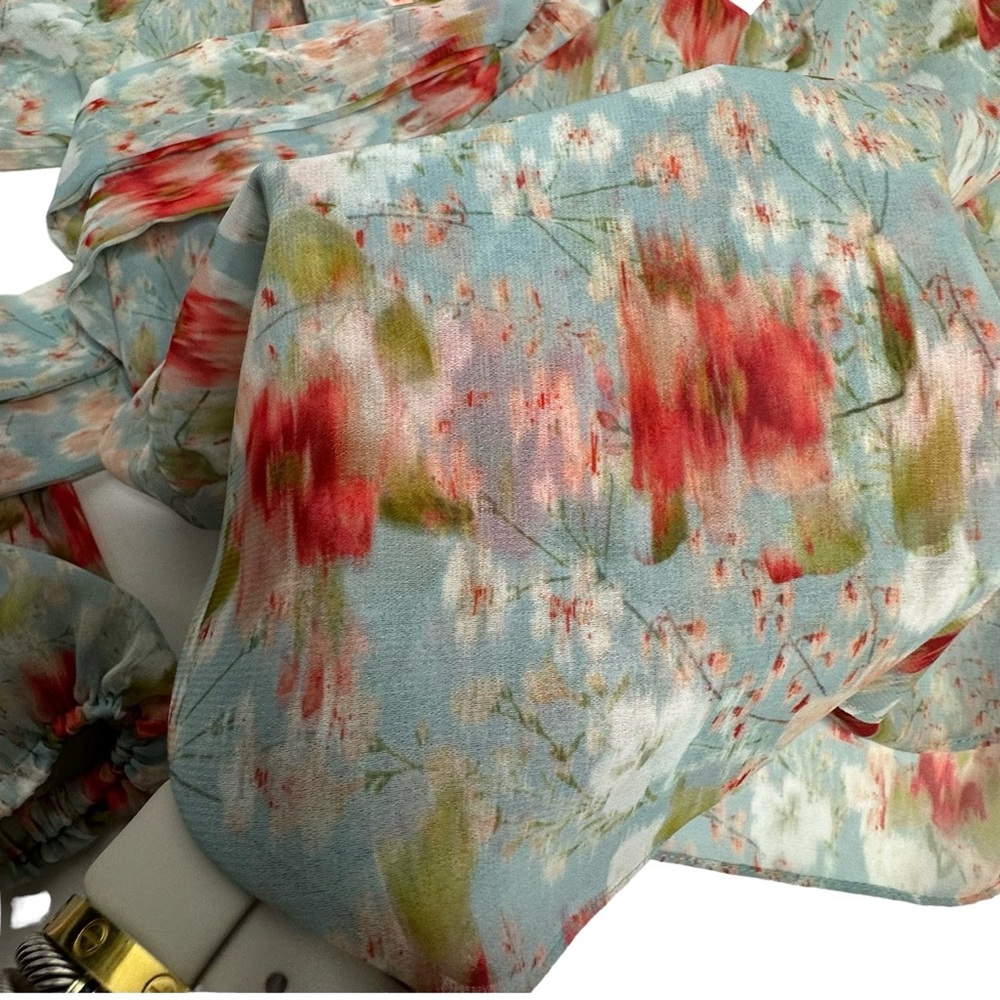 NWT MISA Los Angeles Ceyla Floral Scarf Tie Blouse xs - Picture 13 of 14
